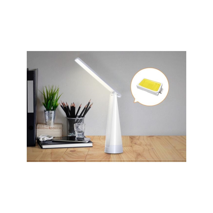 Aigostar - LED Himmennettävä ja ladattava pöytälamppu LED/7W/5V 4000K 4400 mAh valkoinen