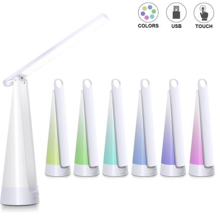 Aigostar - LED Himmennettävä ja ladattava pöytälamppu LED/7W/5V 4000K 4400 mAh valkoinen