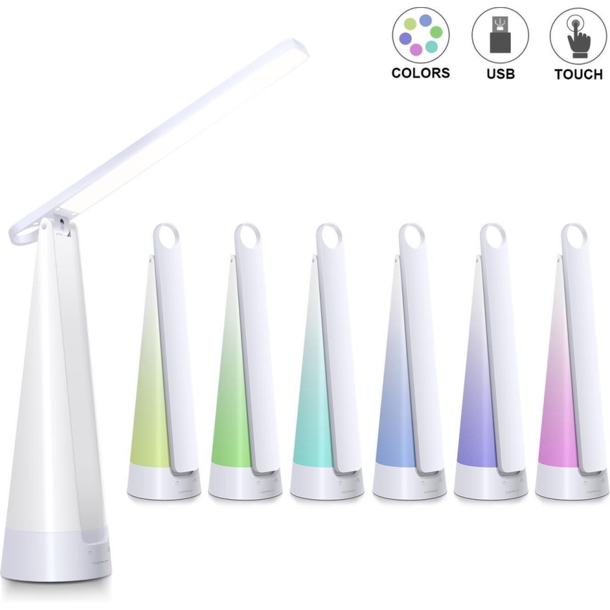 Aigostar - LED Himmennettävä ja ladattava pöytälamppu LED/7W/5V 4000K 4400 mAh valkoinen