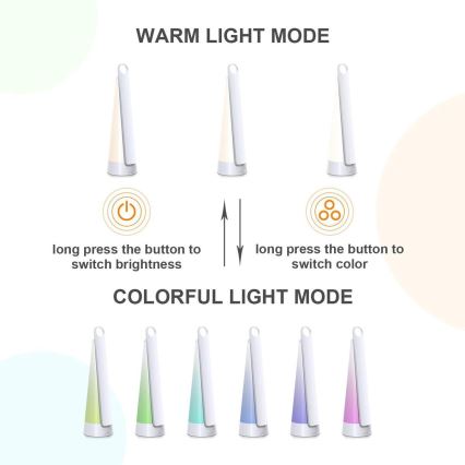 Aigostar - LED Himmennettävä ja ladattava pöytälamppu LED/7W/5V 4000K 4400 mAh valkoinen