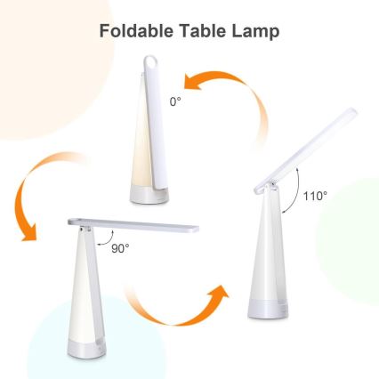 Aigostar - LED Himmennettävä ja ladattava pöytälamppu LED/7W/5V 4000K 4400 mAh valkoinen