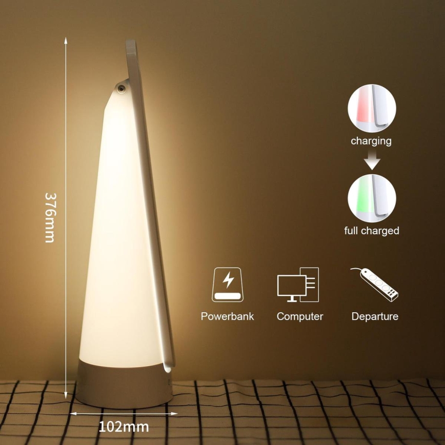 Aigostar - LED Himmennettävä ja ladattava pöytälamppu LED/7W/5V 4000K 4400 mAh valkoinen