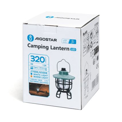 Aigostar - LED Himmennettävä kannattava ladattava retkeily lamppu LED/3W/3,7V 1200mAh