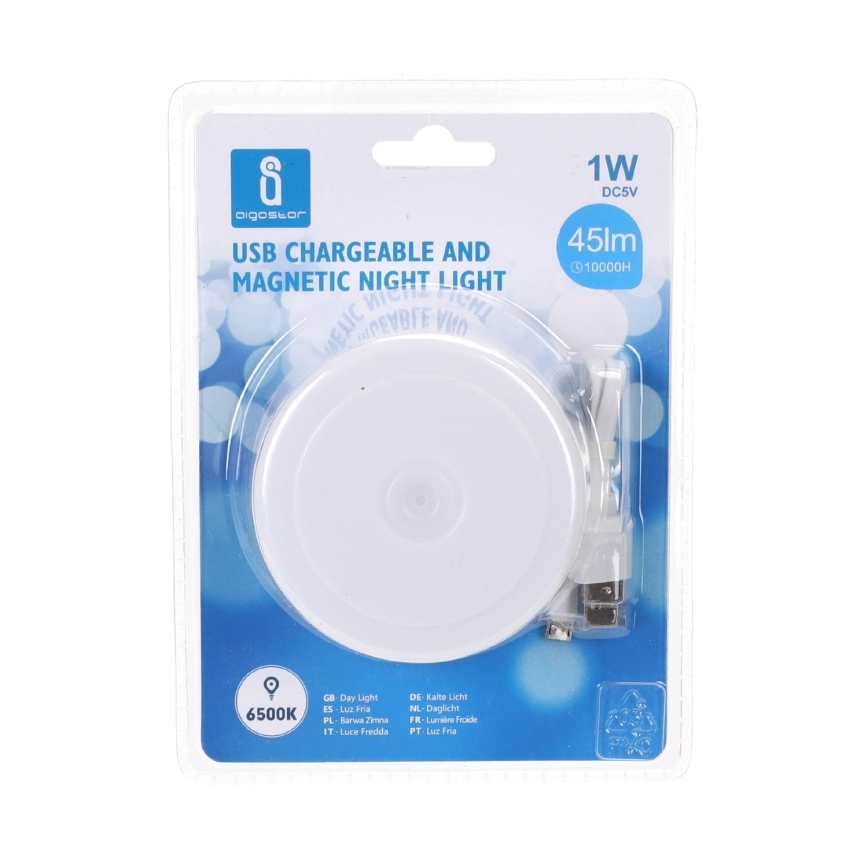 Aigostar - LED Himmennettävä kannettava yövalo LED/1W/5V 6500K + USB