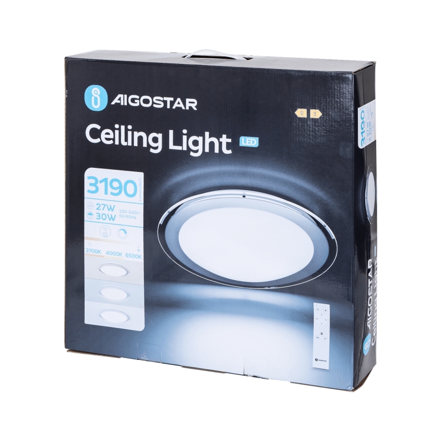 Aigostar - LED Himmennettävä kattovalaisin LED/30W/230V 2700-6500K Ø 42,9 cm kromi + kaukosäädin