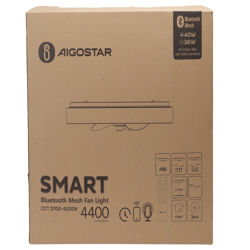 Aigostar - LED Himmennettävä kattovalaisin tuulettimella MESH LED/40W/230V 2700-6500K musta + kauko-ohjaus