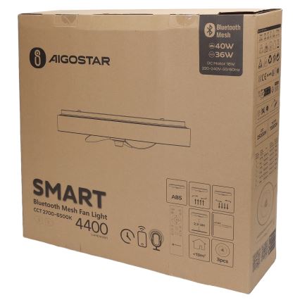 Aigostar - LED Himmennettävä kattovalaisin tuulettimella MESH LED/40W/230V 2700-6500K musta + kauko-ohjaus
