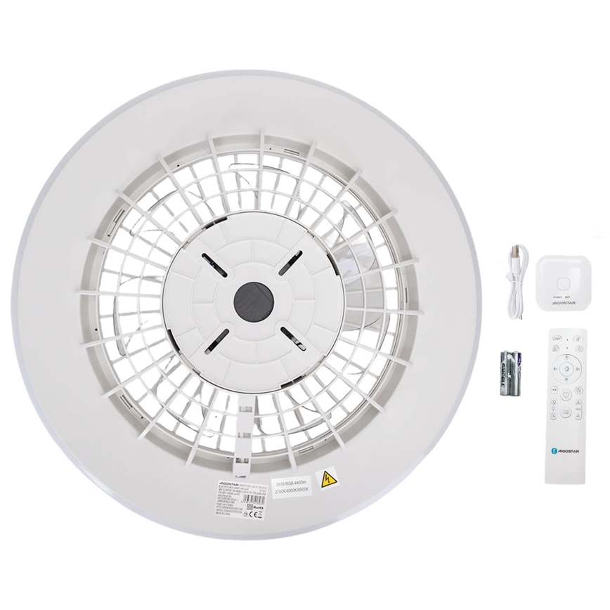 Aigostar - LED Himmennettävä kattovalaisin tuulettimella MESH LED/40W/230V 2700-6500K valkoinen + kauko-ohjaus