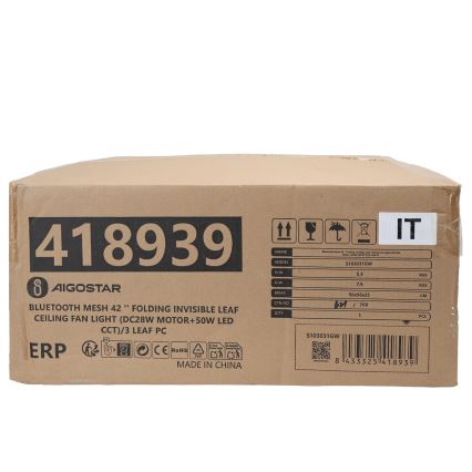 Aigostar - LED Himmennettävä kattovalaisin tuulettimella MESH LED/50W/230V 2700-6500K valkoinen + kauko-ohjaus