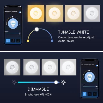 Aigostar - LED Himmennettävä kattovalo LED/18W/230V d. 34 cm Wi-Fi