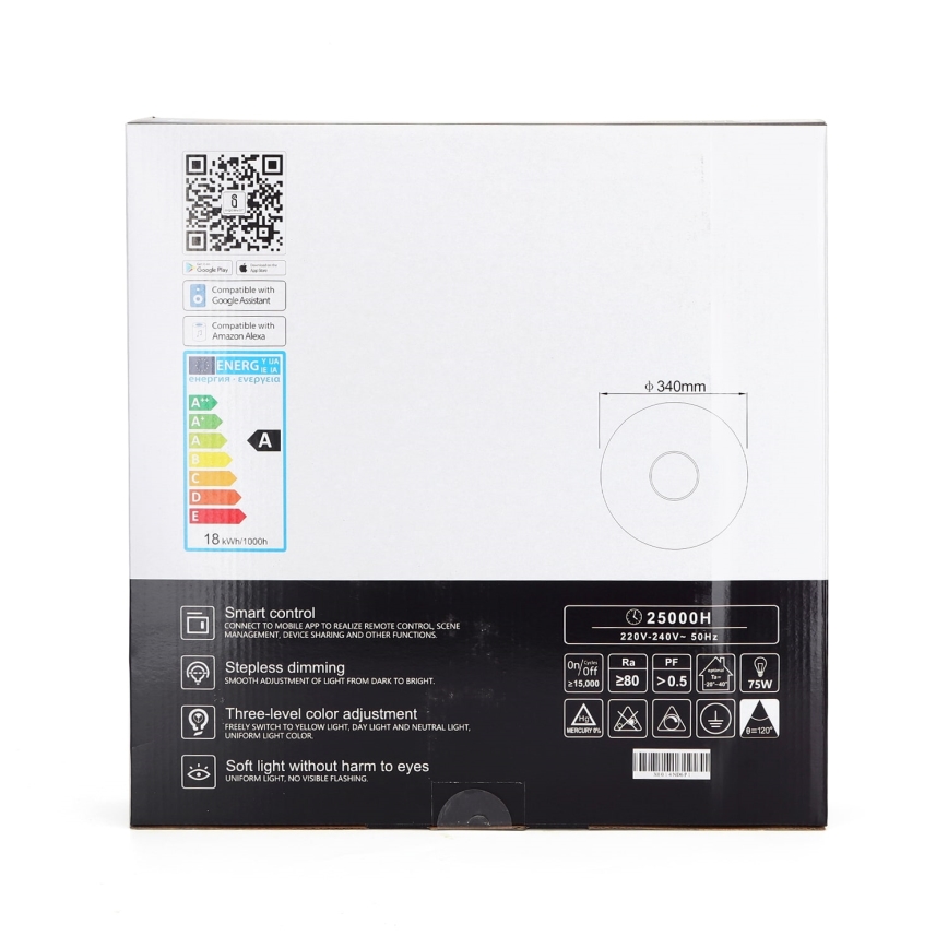 Aigostar - LED Himmennettävä kattovalo LED/18W/230V d. 34 cm Wi-Fi