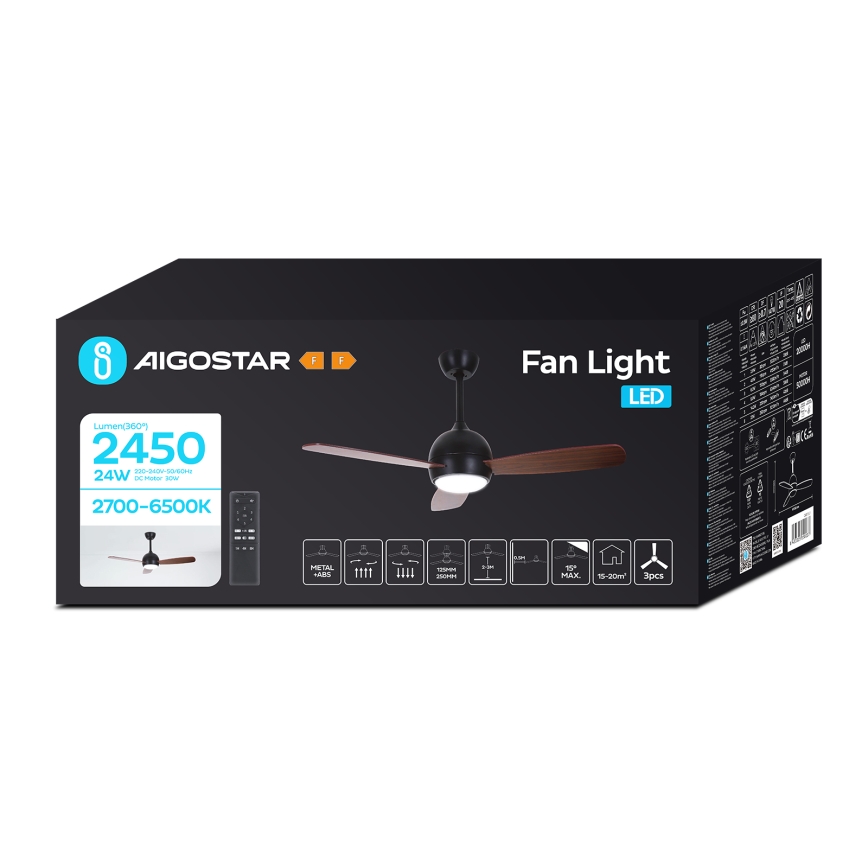 Aigostar - LED himmennettävä kattovalo LED/24W/230V 2700-6500K 106,6 cm + kauko-ohjaus