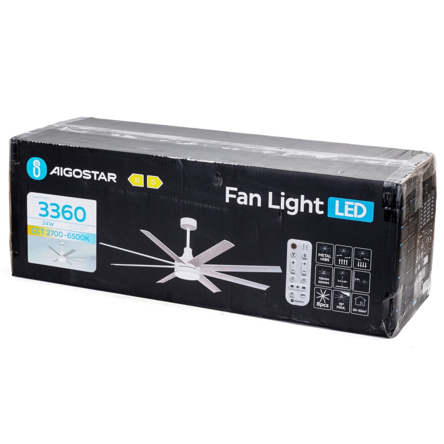 Aigostar - LED himmennettävä kattovalo LED/24W/230V 2700-6500K halkaisija 165 cm + kauko-ohjaus valkoinen