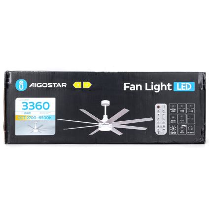 Aigostar - LED himmennettävä kattovalo LED/24W/230V 2700-6500K halkaisija 165 cm + kauko-ohjaus valkoinen