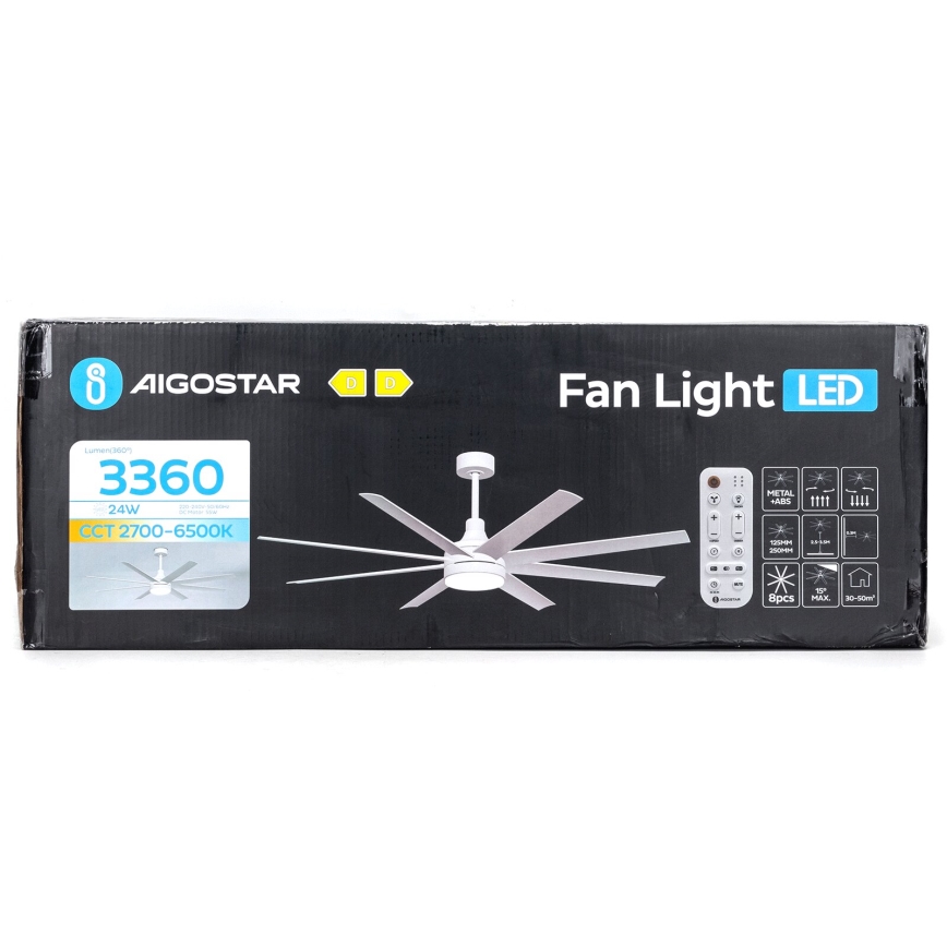 Aigostar - LED himmennettävä kattovalo LED/24W/230V 2700-6500K halkaisija 165 cm + kauko-ohjaus valkoinen