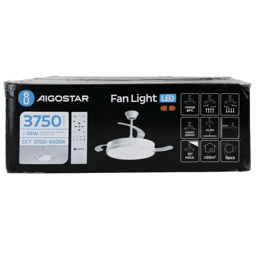 Aigostar - LED himmennettävä kattovalo LED/36W/230V 2700-6500K halkaisija 107 cm + kauko-ohjaus valkoinen
