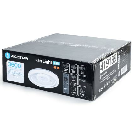 Aigostar - LED himmennettävä kattovalo LED/40W/230V 2700/4000/6500K halkaisija 50 cm + kauko-ohjaus valkoinen