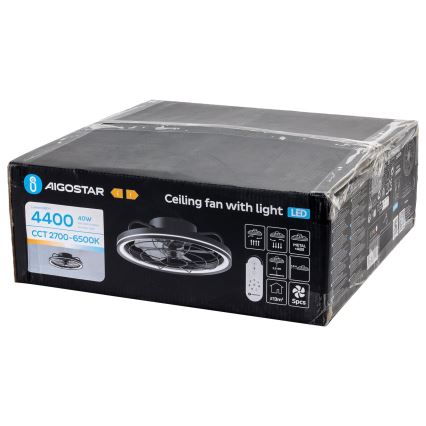 Aigostar - LED himmennettävä kattovalo LED/40W/230V 2700-6500K halkaisija 48 cm + kauko-ohjaus musta
