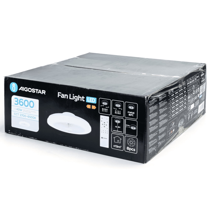 Aigostar - LED himmennettävä kattovalo LED/40W/230V 2700-6500K halkaisija 48 cm + kauko-ohjaus valkoinen