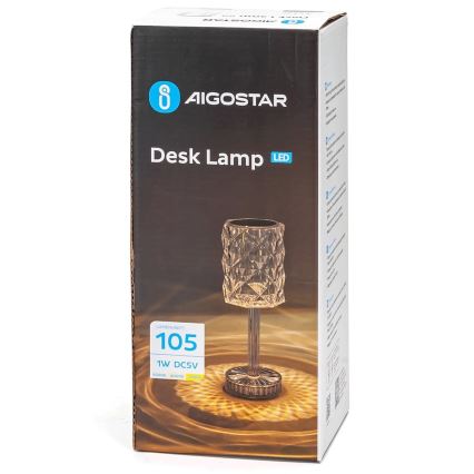 Aigostar - LED Himmennettävä ja ladattava pöytälamppu LED/1W/5V 2700/4000/6500K 1800mAh 26 cm