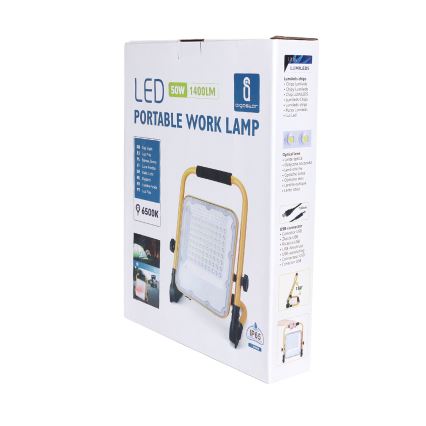 Aigostar - LED himmennettävä ladattava työvalo LED/50W/5V 6500K IP65