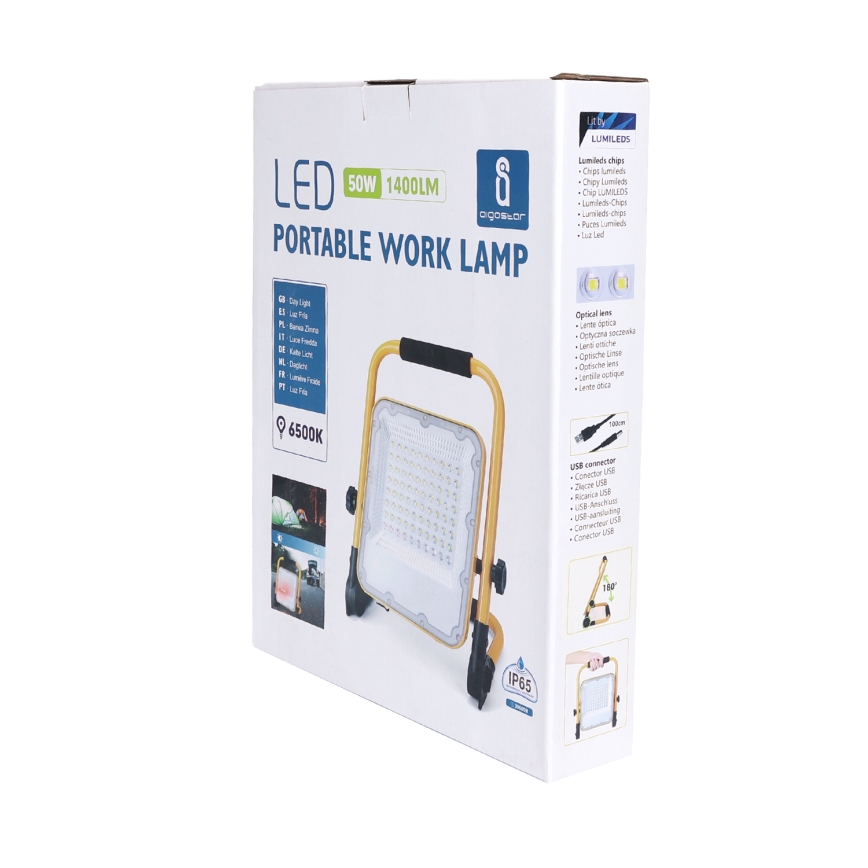 Aigostar - LED himmennettävä ladattava työvalo LED/50W/5V 6500K IP65