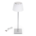 Aigostar - LED Himmennettävä ladattava ulkopöytävalaisin LED/4W/5V 3600mAh valkoinen/mattakromi IP54