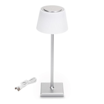 Aigostar - LED Himmennettävä ladattava ulkopöytävalaisin LED/4W/5V 3600mAh valkoinen/mattakromi IP54