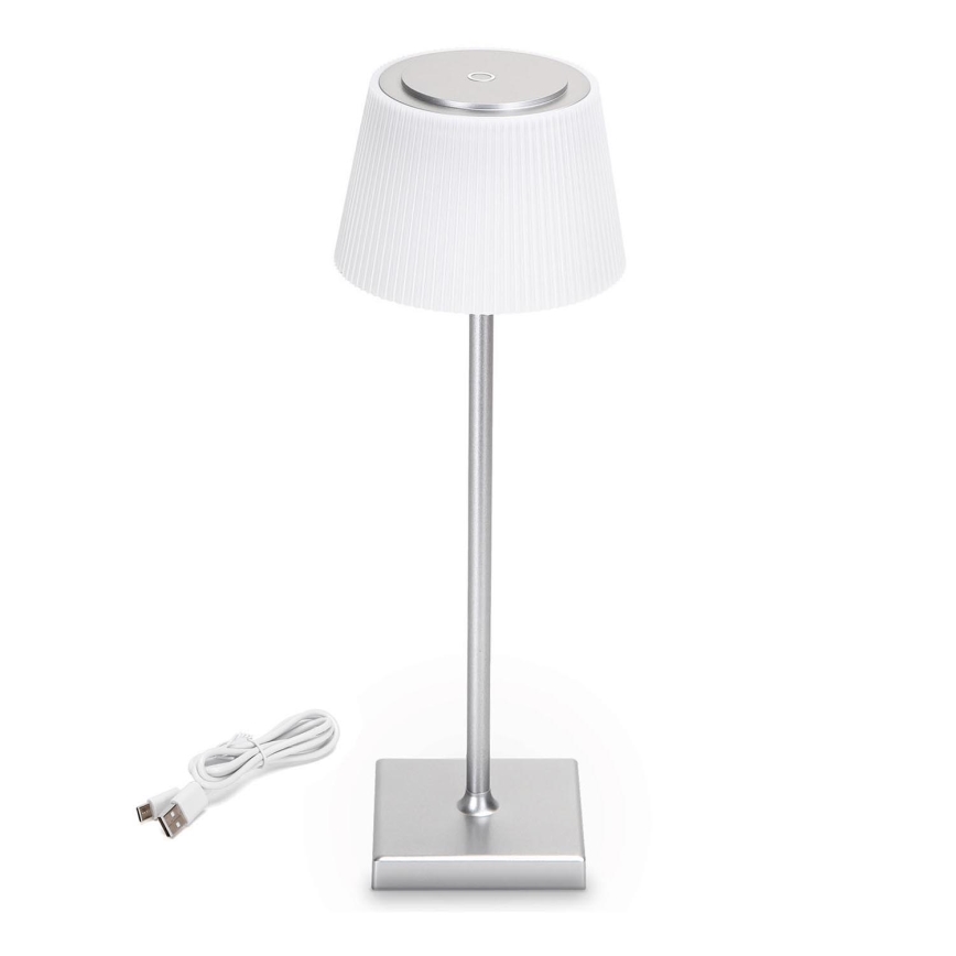 Aigostar - LED Himmennettävä ladattava ulkopöytävalaisin LED/4W/5V 3600mAh valkoinen/mattakromi IP54