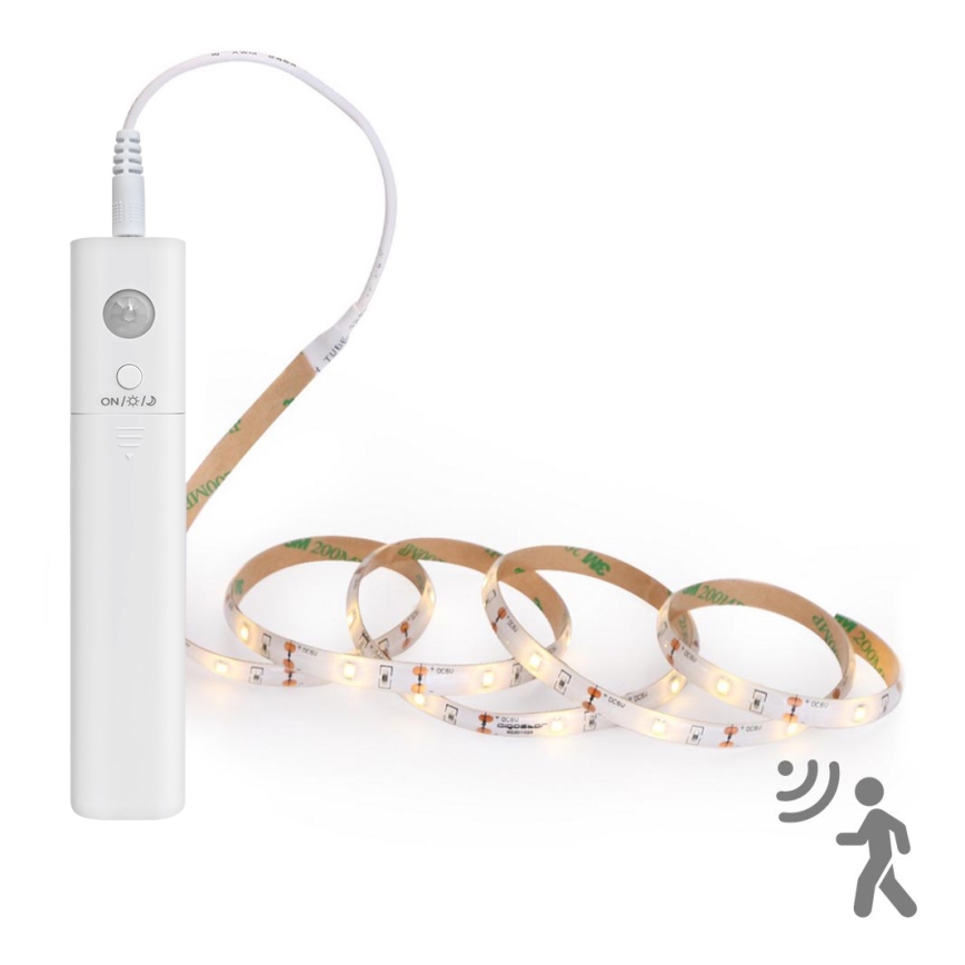 Aigostar - LED Himmennettävä nauha anturilla 1m LED/2W/4xAAA 3000K IP65