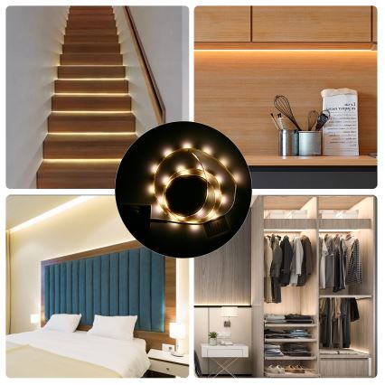 Aigostar - LED Himmennettävä nauha anturilla 1m LED/2W/4xAAA 3000K IP65