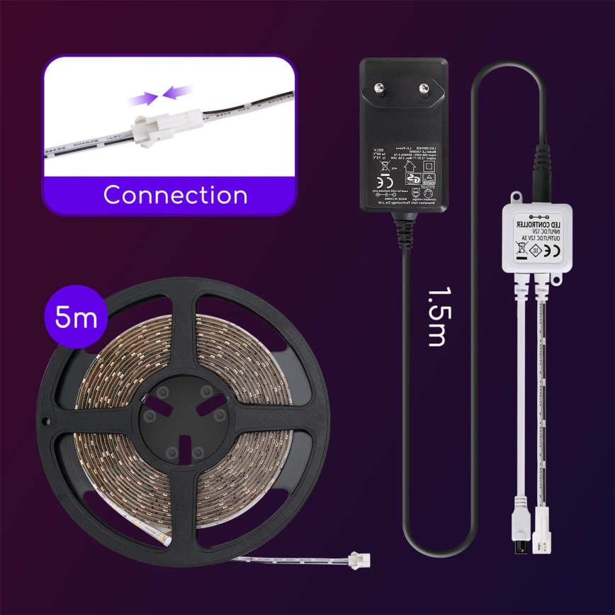 Aigostar - LED Himmennettävä nauha ulkokäyttöön 5m LED/18W/12/230V 3000K IP65