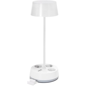 Aigostar - LED Himmennettävä pöytälampu, jossa pistorasiat ja USB LED/4,6W/230V 3000/4000/6500K valkoinen