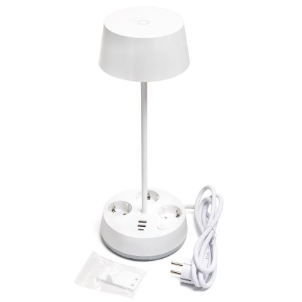 Aigostar - LED Himmennettävä pöytälampu, jossa pistorasiat ja USB LED/4,6W/230V 3000/4000/6500K valkoinen