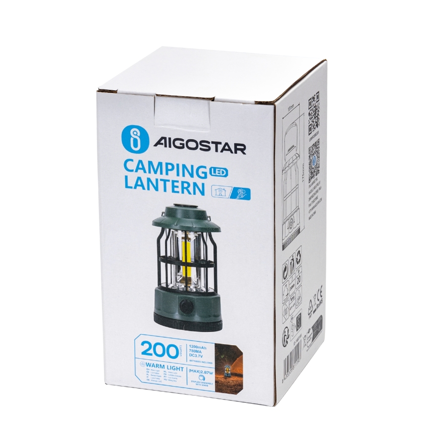Aigostar -  LED Himmennettävä rechargeable retkeily taskulamppu LED/2,87W/3,7V