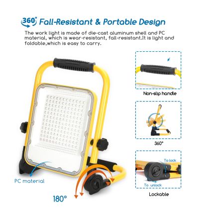 Aigostar - LED Himmennettävä rechargeable valonheitin LED/100W/5V 6500K IP65