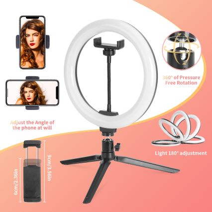 Aigostar - LED Himmennettävä rengasvalo LED/12W/230V 2700-6500K 50,5 cm
