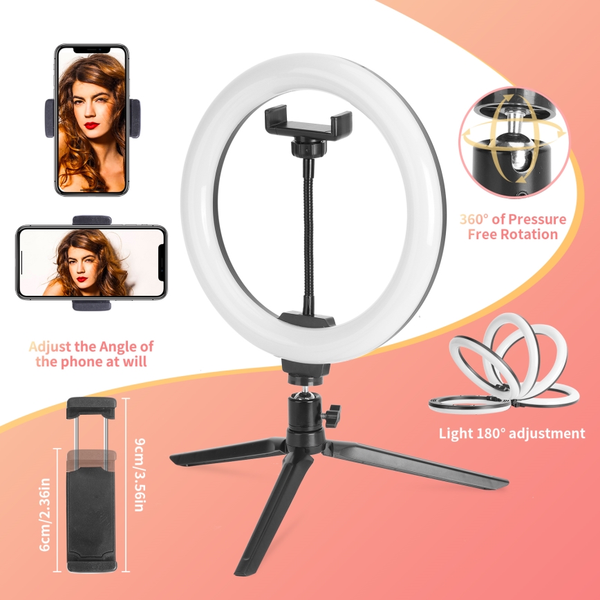 Aigostar - LED Himmennettävä rengasvalo LED/12W/230V 2700-6500K 50,5 cm