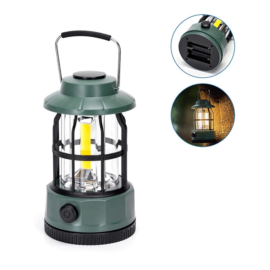 Aigostar - LED Himmennettävä retkeily flashlight LED/3xAA vihreä 17,5 cm