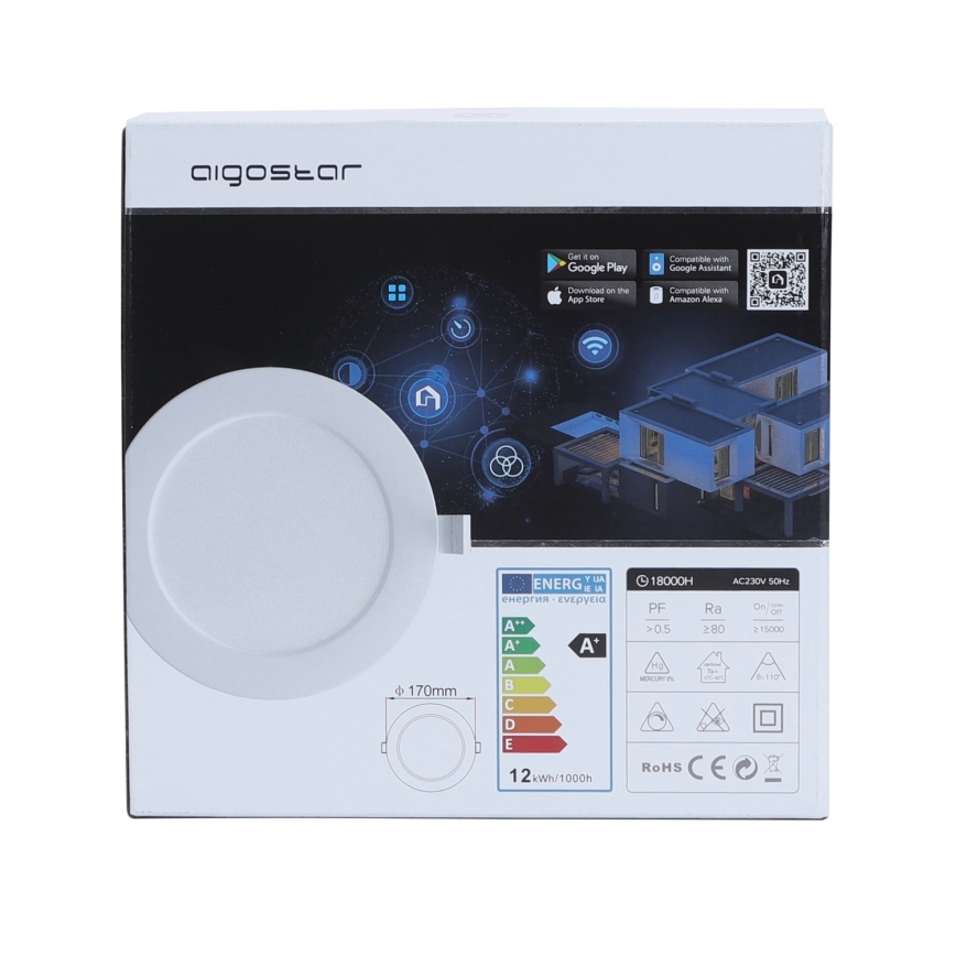 Aigostar - LED Himmennettävä upotettava valo 12W/230V d. 17 cm Wi-Fi