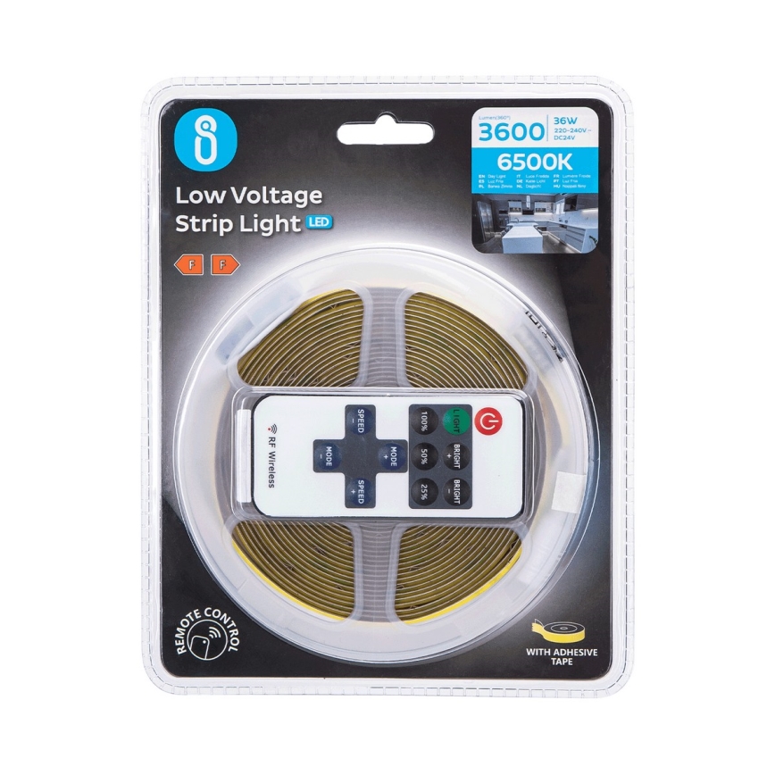 Aigostar - LED-himmennysnauha 5m LED/36W/24/230V 6500K + kauko-ohjaus