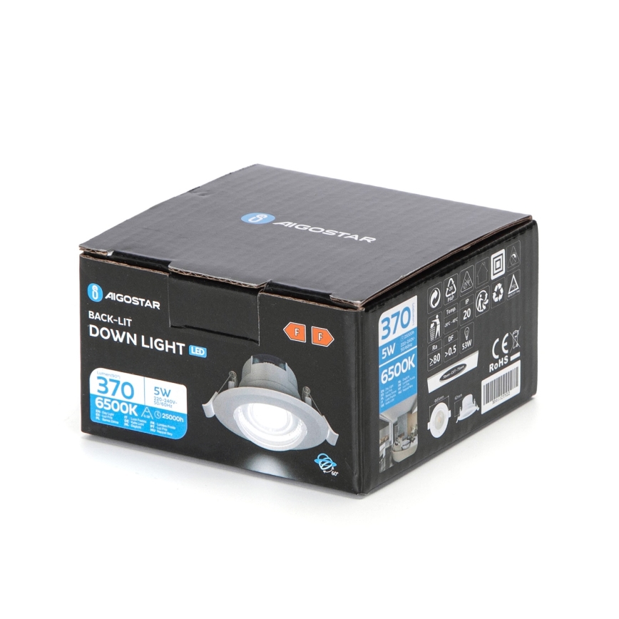 Aigostar - LED-integroidut kattovalaisimet LED/5W/230V 6500K halkaisijaltaan 8,5 cm valkoinen