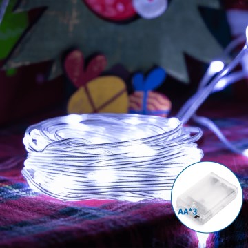 Aigostar - LED-jouluketju 100xLED/3xAA 10,3m kylmänvalkoinen