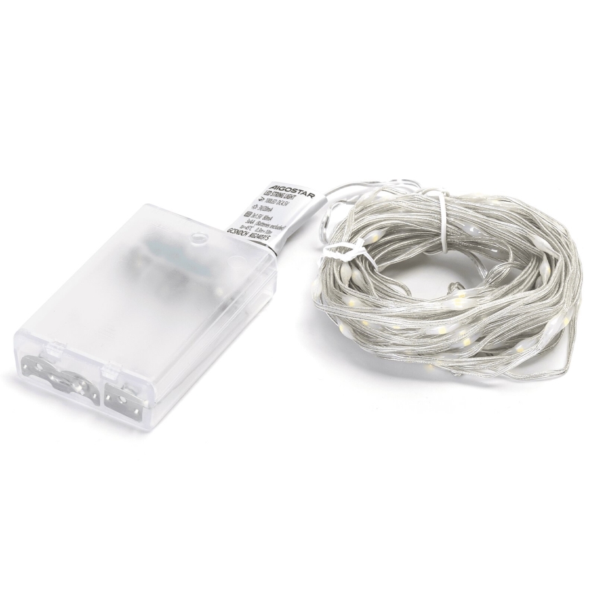 Aigostar - LED-jouluketju 100xLED/3xAA 10,3m kylmänvalkoinen