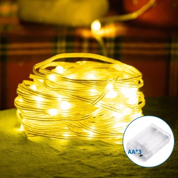 Aigostar - LED-jouluketju 100xLED/3xAA 10,3m lämpimänvalkoinen