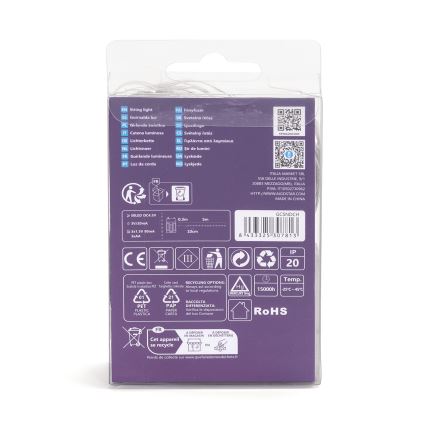 Aigostar - LED-jouluketju 50xLED/3xAA 5,3m lämpimänvalkoinen