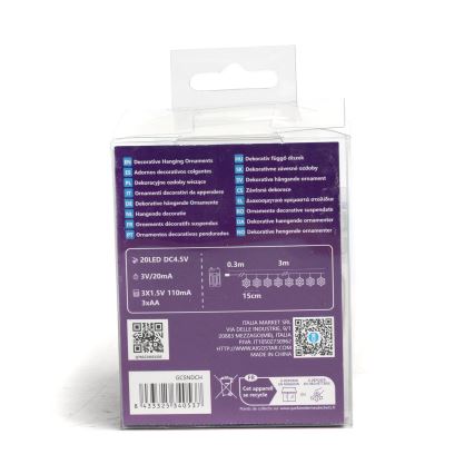 Aigostar - LED Joulukoristevalosarja 20xLED/3xAA 3,3m lumihiutaleet