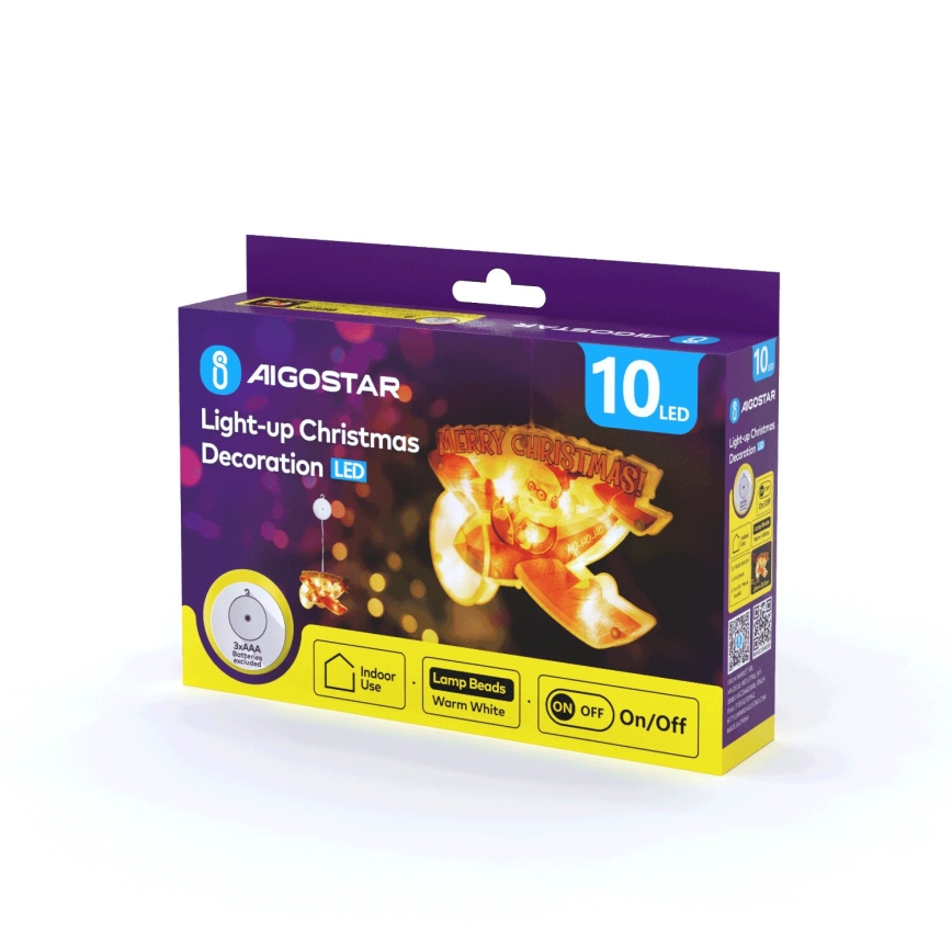 Aigostar - LED-joulukoriste LED/3xAAA Jouluinen lentokone 17cm