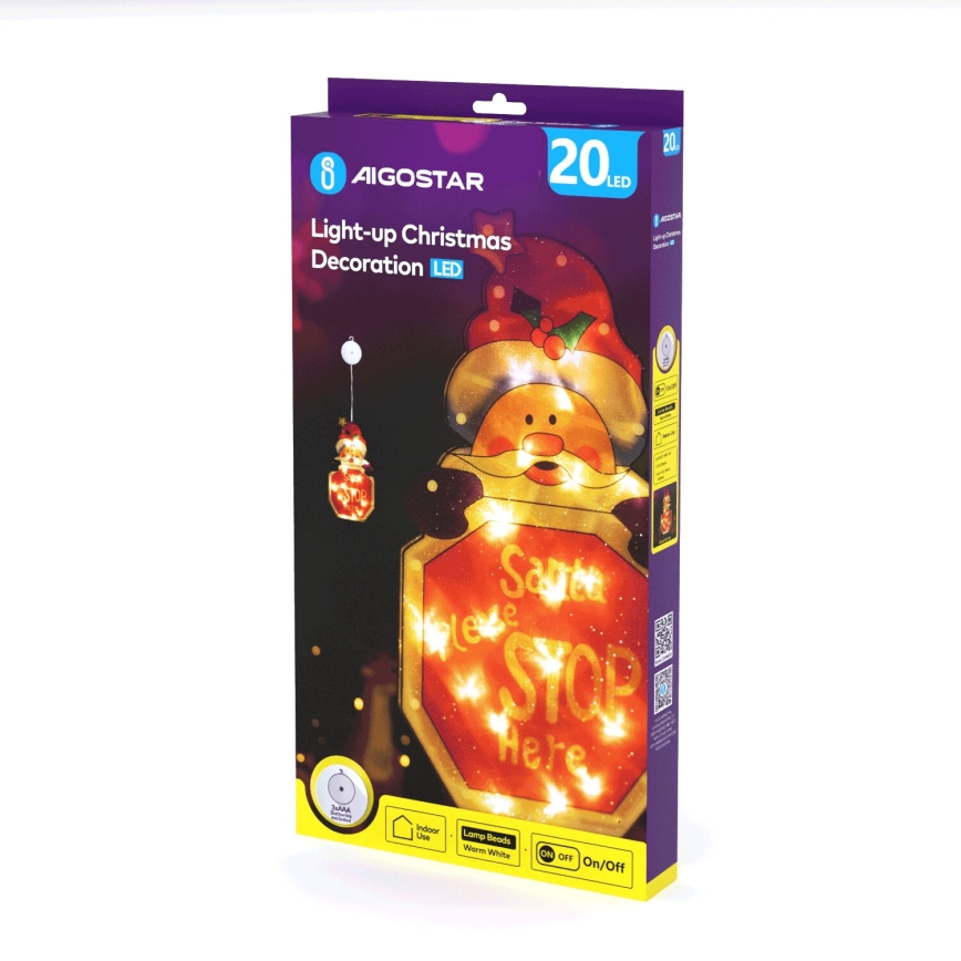 Aigostar - LED-joulukoriste LED/3xAAA Joulupukki kyltillä 45cm