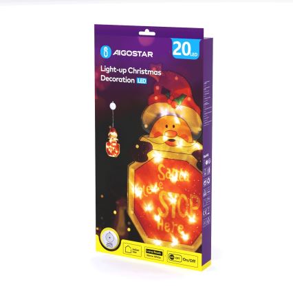 Aigostar - LED-joulukoriste LED/3xAAA Joulupukki kyltillä 45cm